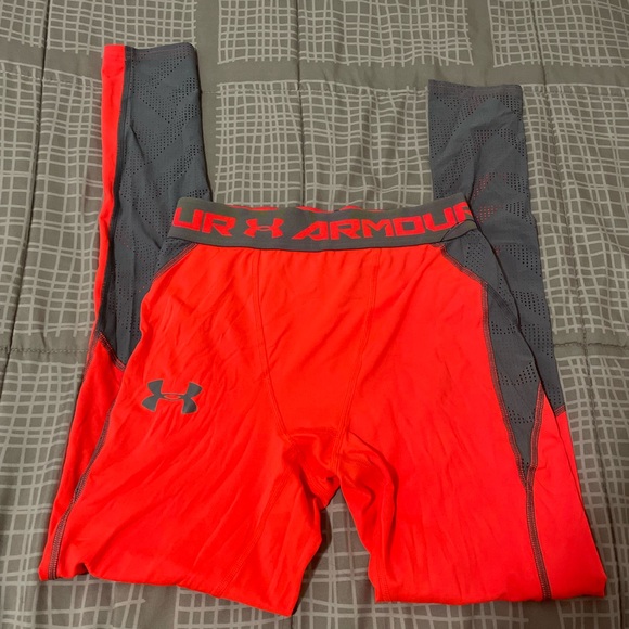 Under Armour Orange and Gray Athletic Leggings Medium - Picture 3 of 5